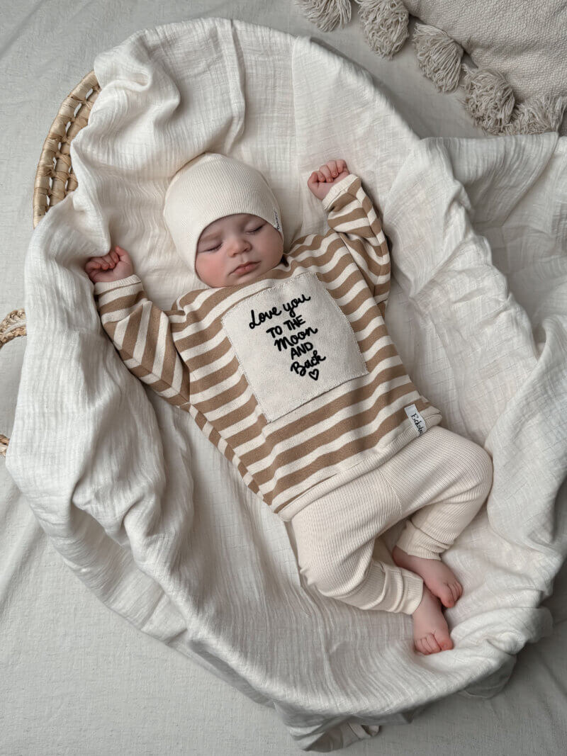 „love you to the moon“ Streifen Sweater – Bild 2