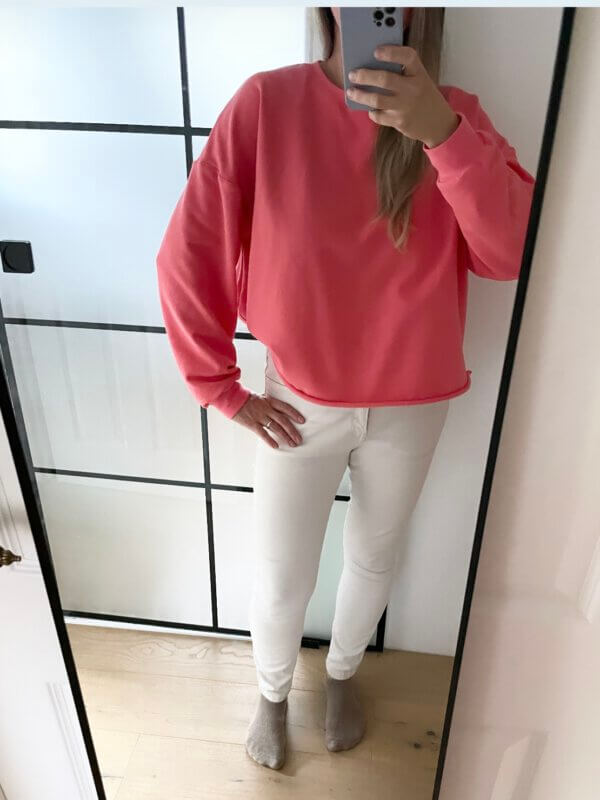 Sweater coral pink „roll up“